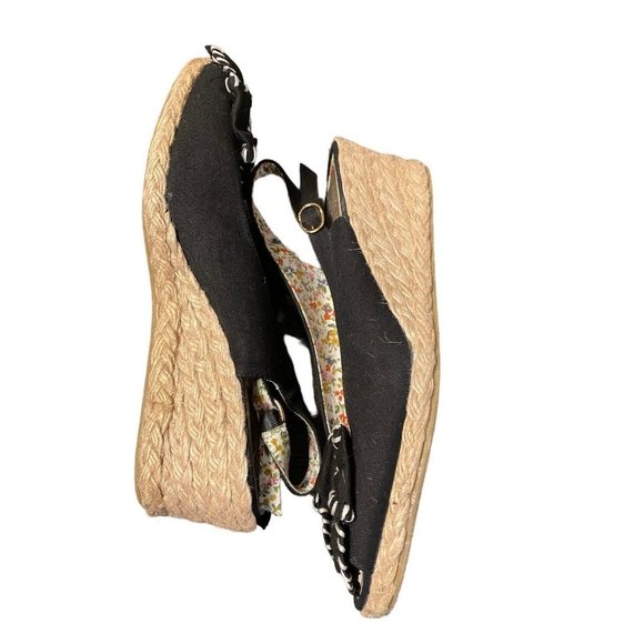 SOFT STYLE HUSH PUPPIES BLACK PEEP TOE WEDGE 10 - Picture 9 of 10